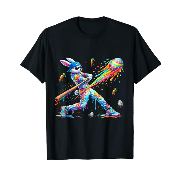 Funny Dripping Drip Rabbit Bunny Baseball Easter Men Boy Kid T-Shirt