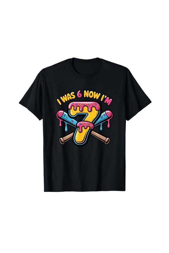 Funny Dripping Ice Cream Baseball Design T-Shirt for Age Transition Celebration
