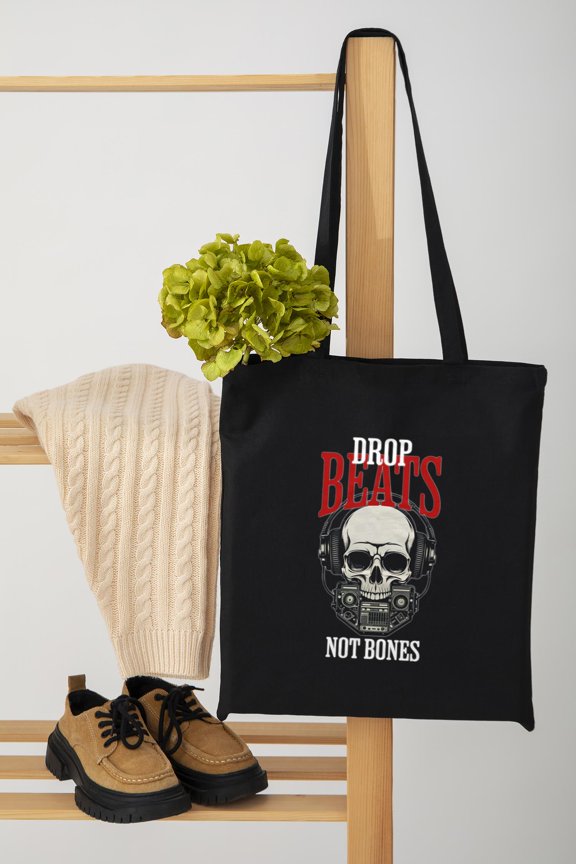 Funny Drop Beats Not Bones Music Pun Retro Print Unisex Tote Bag D391214