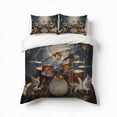 thumbnail image 1 of Funny Drummer Cat Drums Bedding Set 3 Pcs Soft Microfiber Quilt Cover For Bedroom Decor, Comforter Cover With 2 Pillowcase, 1 of 5