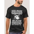 thumbnail image 1 of [Funny Drummer T-Shirt] Black Cotton Men's Funny Drummer Graphic T-Shirt -, 1 of 2
