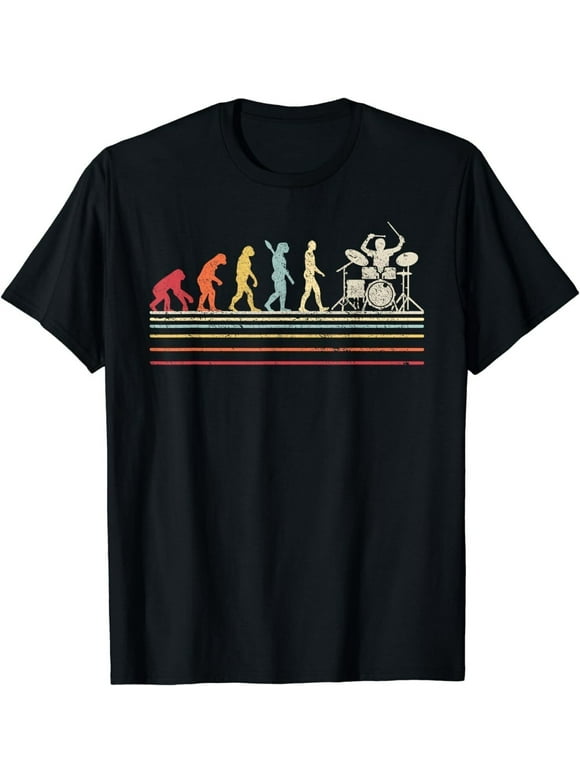 Funny Drummer T Shirt. Retro Vintage Evolution Of Man Shirt