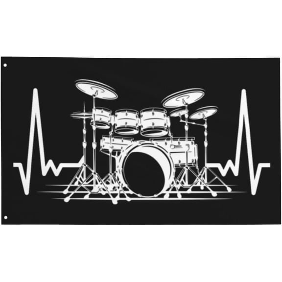 Funny Drums Drummer Drumming Gifts For Women Men Black Flag 3x5 Ft Banner Tapestry Funny Flags for Room Guys Decor Outdoor Parties Gifts Mom Gifts Fathers Day Gift for Dad Birthday Gifts