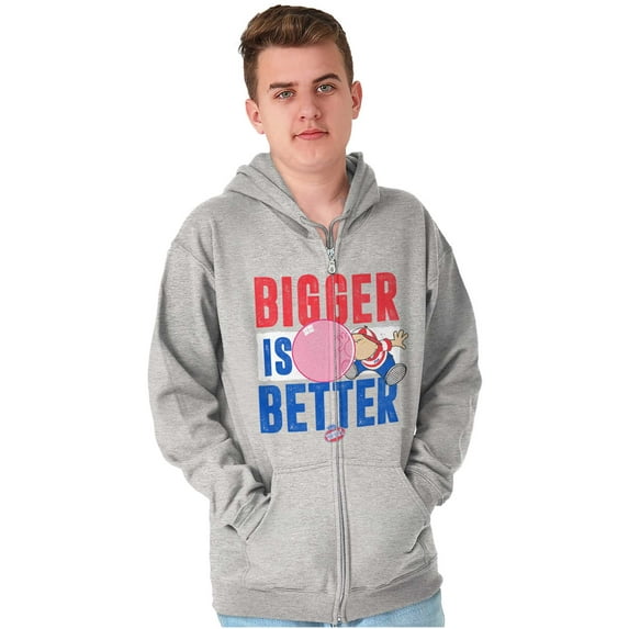 Funny Dubble Bubble Bigger is Bettter Zip Up Hoodie Men's Women's Brisco Brands S