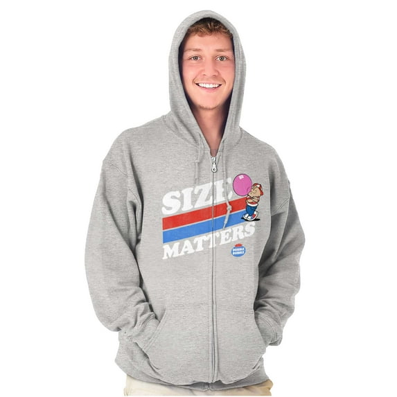 Funny Dubble Bubble Size Matters Zip Up Hoodie Men's Women's Brisco Brands S