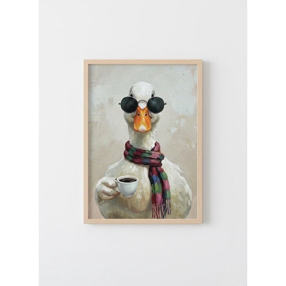 Funny Duck Coffee Portrait Quirky Kitchen Wall Decor Retro Animal Poster 16x24 UNFRAMED