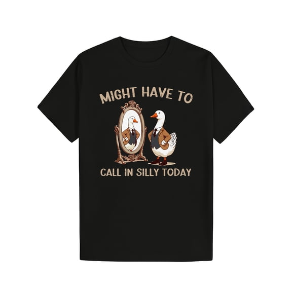 Funny Duck In Suit Mirror Reflection T-Shirt, Humorous Silly Quote Saying Graphic Tee, Dapper Animal Lover Sarcastic Lazy Day Top