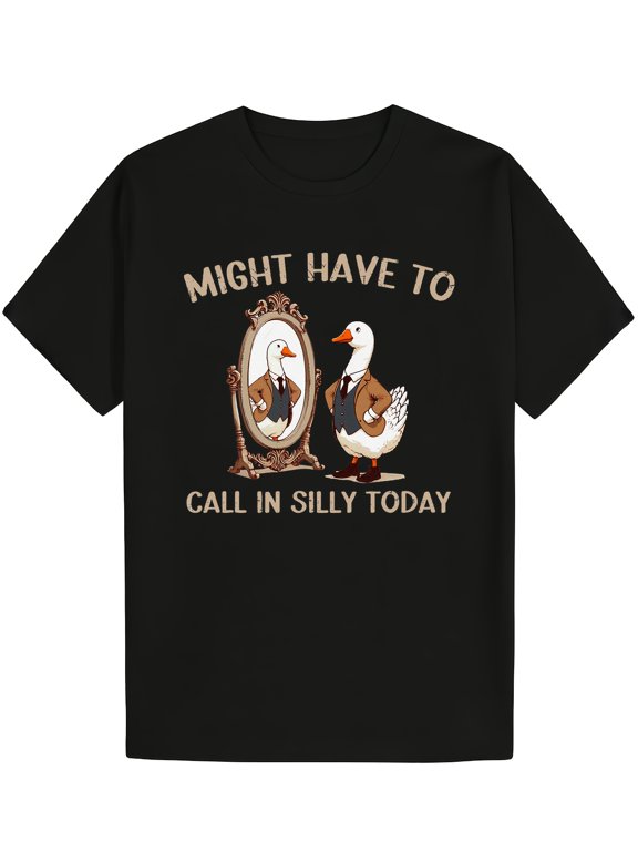 Funny Duck In Suit Mirror Reflection T-Shirt, Humorous Silly Quote Saying Graphic Tee, Dapper Animal Lover Sarcastic Lazy Day Top