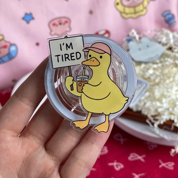 Funny Duck Phone Grip, Im Tired Duck , Kawaii Animal Phone Holder, Acrylic Phone Stand Gift for Friends