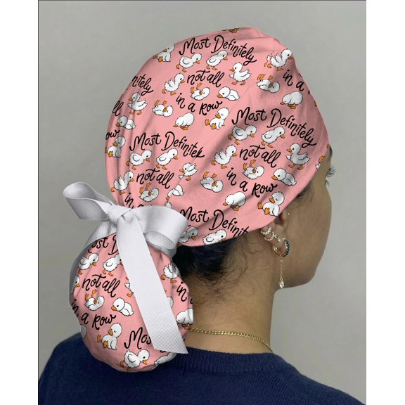 Funny Duck Scrub Cap Most Definitely Not All In A Row, Cute Goose Scrub Hat, Nurse Surgical Cap, Medical Scrub Hat, Healthcare Gift