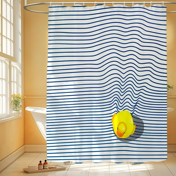 Funny Duck Shower Curtain Yellow Rubber Ducky Bathroom Curtains Cute Animal Bathroom Decor for Kids 72Wx72H Waterproof Polyester