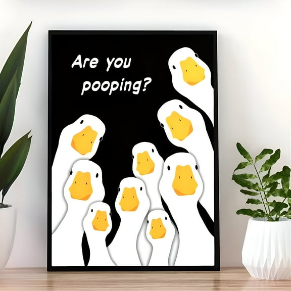 Funny Duck Wall Art Poster Are You Pooping Humorous Illustration Home Office Bathroom Living Room Bedroom Kitchen Decor, UNFRAMED 24x36