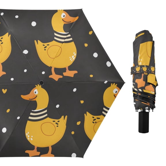 Funny Ducks Compact Sun Umbrella Windproof Travel Umbrellas for Rain Strong Portable UV Protection
