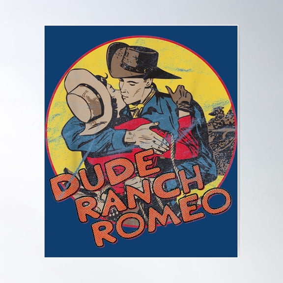 Funny Dude Ranch Romeo Vintage Comic Art Cowboy Western Comics Gift Vintage Cowboy Comics Heartland Poster Wall Art, Modern Wall Decor For Living Room Bedroom, 8x12 UNFRAMED