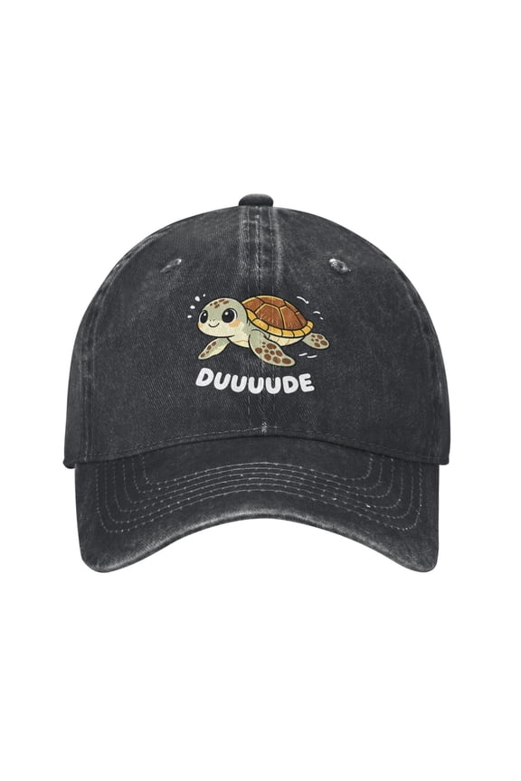 Funny Dude Sea Turtle Baseball Cap Denim Adjustable Cute Sea Turtle Hat Gifts for Women Men Mom Adults Wife Sea Turtle Lovers