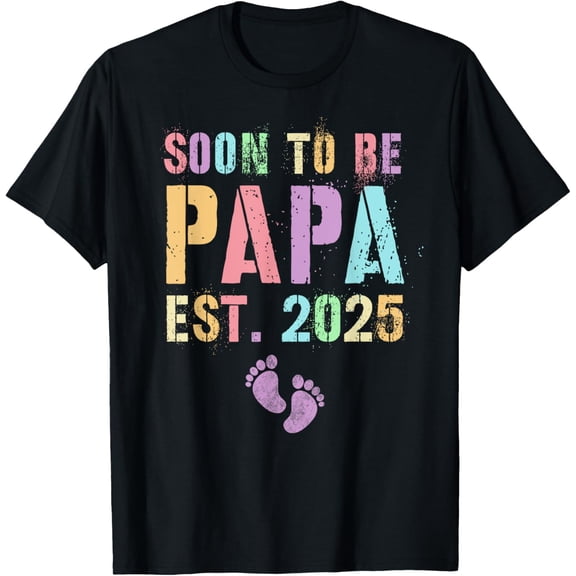 Funny Due Date SOON TO BE PAPA EST. 2025 Expecting Promoted T-Shirt