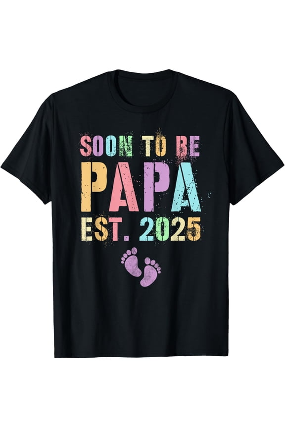 Funny Due Date SOON TO BE PAPA EST. 2025 Expecting Promoted T-Shirt