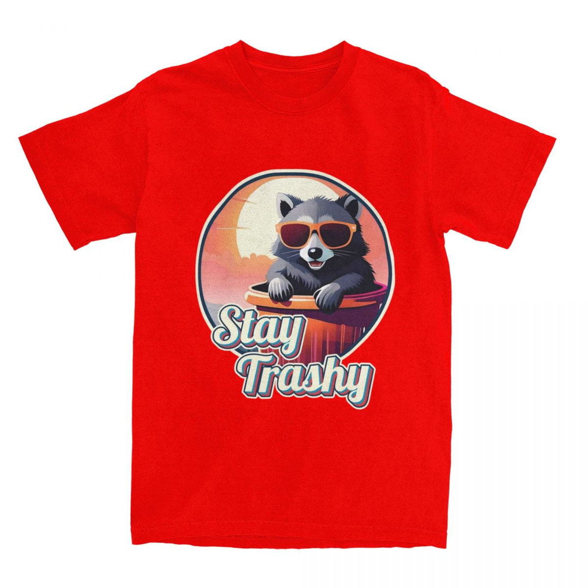 Funny Dustbin Trash Can Raccoon Lover T Shirt for Men Women Pure Cotton