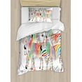 thumbnail image 1 of Funny Duvet Cover Set Twin Size, Colorful Cute Animal Herd with Rainbow Stripes Figure Digital Art Print Modern Safari, Decorative 2 Piece Bedding Set with 1 Pillow Sham, Multicolor, by Ambesonne, 1 of 3