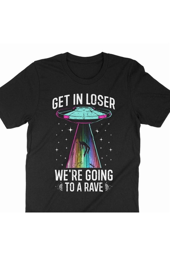 Funny EDM Lover Gift Rave Party UFO Alien Festival Humor Art Graphic Tee,for unisex up to size 5XL