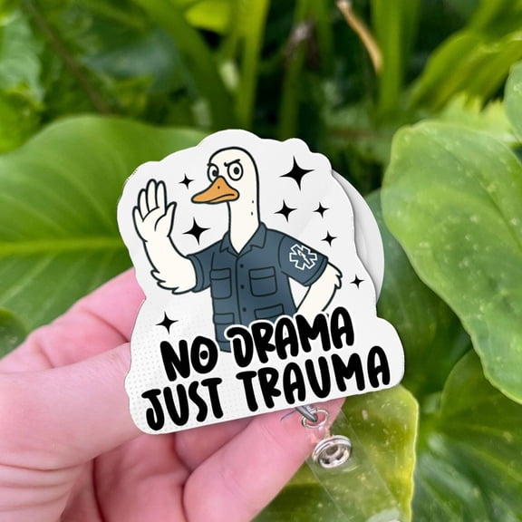 Funny EMT Badge Reel: No Drama Goose - Nurse ID Holder, Nice Coworker Gift, Charming Gift Idea, Fun Work Accessory