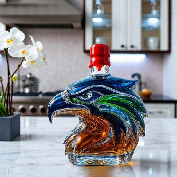 Funny Eagle Whisky Bottle 3D Hawk Head Glass Decanter Multifunctional Hawks Bottle for Lovers Home Bar Decoration for Men Dad Husband