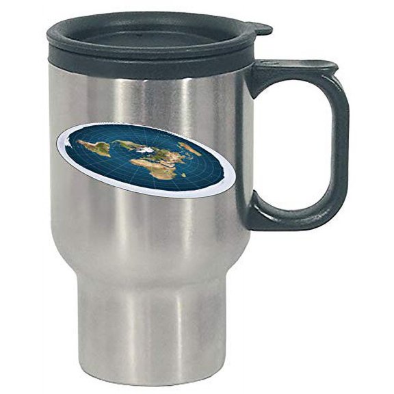 Funny Earth - Flat Planet World - Science Universe Globe Humor - Stainless Steel Travel Mug