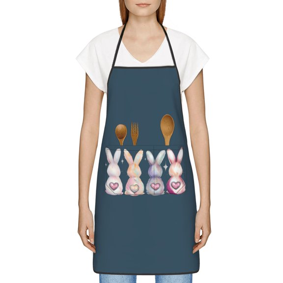Funny Easter Apron for Women Men - Cute Bunny & Eggs Kitchen Apron with Pockets - Waterproof Cooking Bib for BBQ Baking Gardening Cafe, Easter Decor 2026, Easter Bunny Accessories, Hostess Gift Ideas