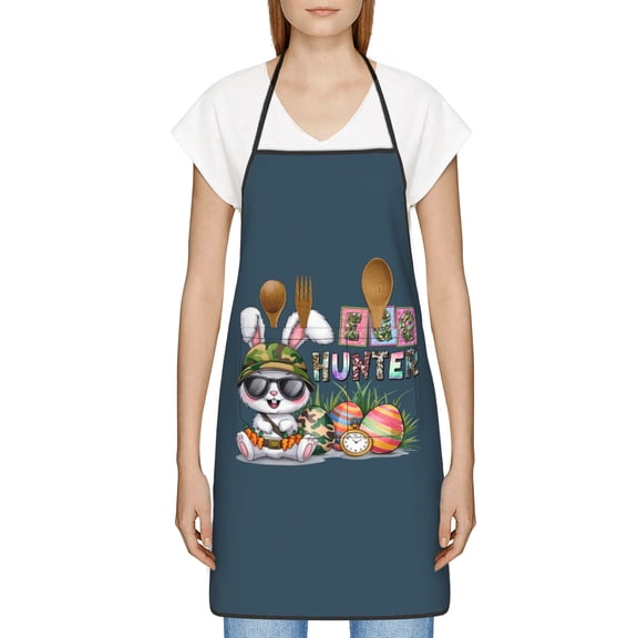 Funny Easter Apron for Women Men - Cute Bunny & Eggs Kitchen Apron with Pockets - Waterproof Cooking Bib for BBQ Baking Gardening Cafe, Easter Decor 2026, Easter Bunny Accessories, Hostess Gift Ideas