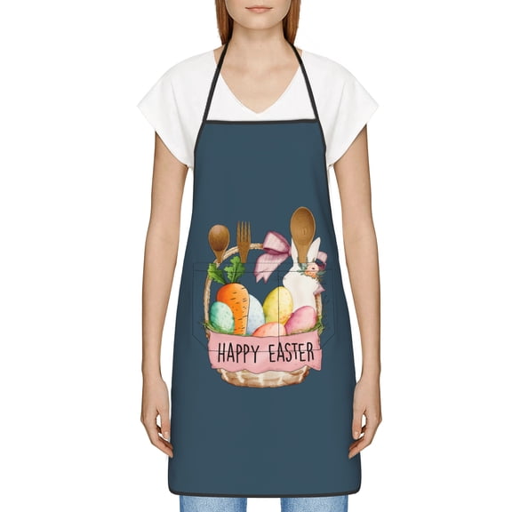 Funny Easter Apron for Women Men - Cute Bunny & Eggs Kitchen Apron with Pockets - Waterproof Cooking Bib for BBQ Baking Gardening Cafe, Easter Decor 2026, Easter Bunny Accessories, Hostess Gift Ideas