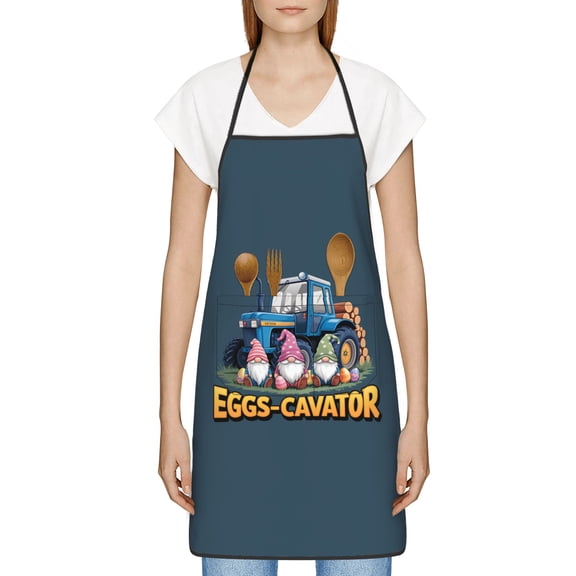 Funny Easter Apron for Women Men - Cute Bunny & Eggs Kitchen Apron with Pockets - Waterproof Cooking Bib for BBQ Baking Gardening Cafe, Easter Decor 2026, Easter Bunny Accessories, Hostess Gift Ideas