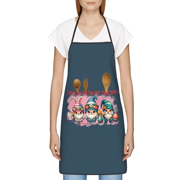 Funny Easter Apron for Women Men - Cute Bunny & Eggs Kitchen Apron with Pockets - Waterproof Cooking Bib for BBQ Baking Gardening Cafe, Easter Decor 2026, Easter Bunny Accessories, Hostess Gift Ideas