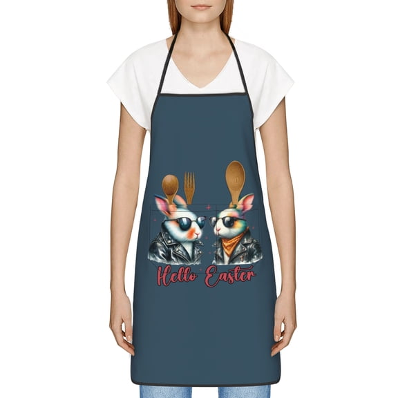 Funny Easter Apron for Women Men - Cute Bunny & Eggs Kitchen Apron with Pockets - Waterproof Cooking Bib for BBQ Baking Gardening Cafe, Easter Decor 2026, Easter Bunny Accessories, Hostess Gift Ideas