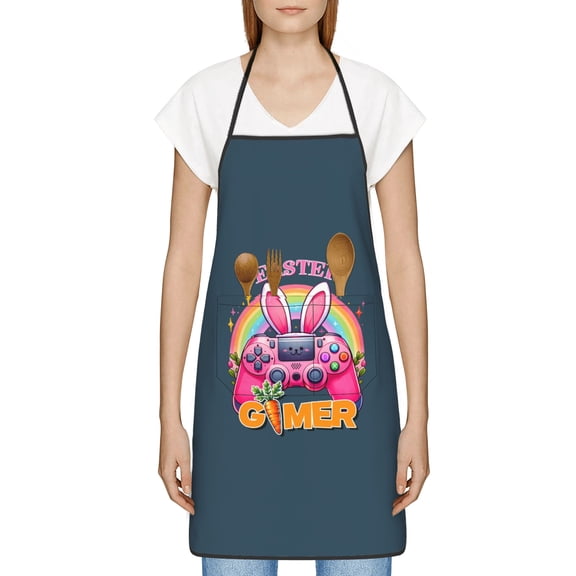 Funny Easter Apron for Women Men - Cute Bunny & Eggs Kitchen Apron with Pockets - Waterproof Cooking Bib for BBQ Baking Gardening Cafe, Easter Decor 2026, Easter Bunny Accessories, Hostess Gift Ideas