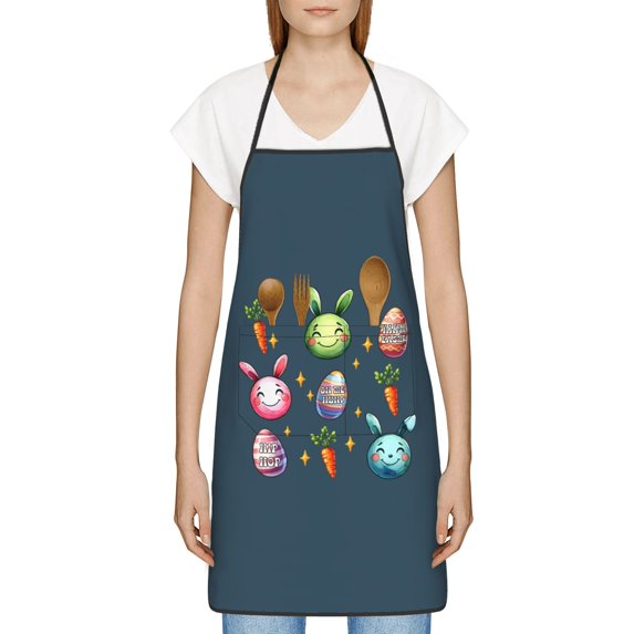 Funny Easter Apron for Women Men - Cute Bunny & Eggs Kitchen Apron with Pockets - Waterproof Cooking Bib for BBQ Baking Gardening Cafe, Easter Decor 2026, Easter Bunny Accessories, Hostess Gift Ideas