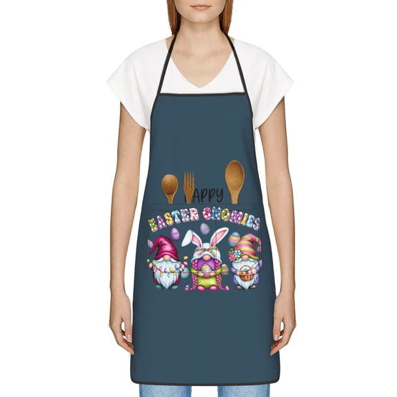 Funny Easter Apron for Women Men - Cute Bunny & Eggs Kitchen Apron with Pockets - Waterproof Cooking Bib for BBQ Baking Gardening Cafe, Easter Decor 2026, Easter Bunny Accessories, Hostess Gift Ideas