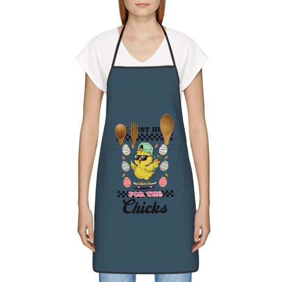 Funny Easter Apron for Women Men - Cute Bunny & Eggs Kitchen Apron with Pockets - Waterproof Cooking Bib for BBQ Baking Gardening Cafe, Easter Decor 2026, Easter Bunny Accessories, Hostess Gift Ideas