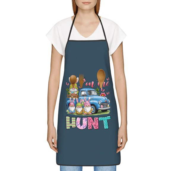 Funny Easter Apron for Women Men - Cute Bunny & Eggs Kitchen Apron with Pockets - Waterproof Cooking Bib for BBQ Baking Gardening Cafe, Easter Decor 2026, Easter Bunny Accessories, Hostess Gift Ideas