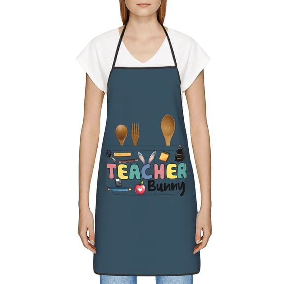 Funny Easter Apron for Women Men - Cute Bunny & Eggs Kitchen Apron with Pockets - Waterproof Cooking Bib for BBQ Baking Gardening Cafe, Easter Decor 2026, Easter Bunny Accessories, Hostess Gift Ideas