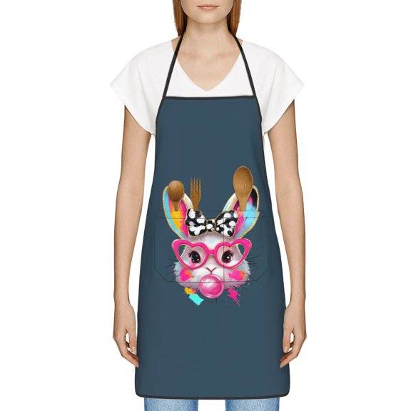 Funny Easter Apron for Women Men - Cute Bunny & Eggs Kitchen Apron with Pockets - Waterproof Cooking Bib for BBQ Baking Gardening Cafe, Easter Decor 2026, Easter Bunny Accessories, Hostess Gift Ideas