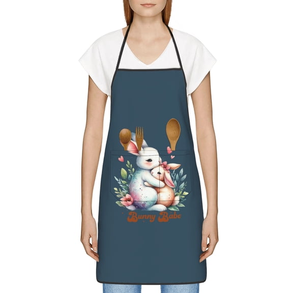 Funny Easter Apron for Women Men - Cute Bunny & Eggs Kitchen Apron with Pockets - Waterproof Cooking Bib for BBQ Baking Gardening Cafe, Easter Decor 2026, Easter Bunny Accessories, Hostess Gift Ideas