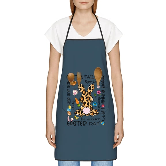 Funny Easter Apron for Women Men - Cute Bunny & Eggs Kitchen Apron with Pockets - Waterproof Cooking Bib for BBQ Baking Gardening Cafe, Easter Decor 2026, Easter Bunny Accessories, Hostess Gift Ideas