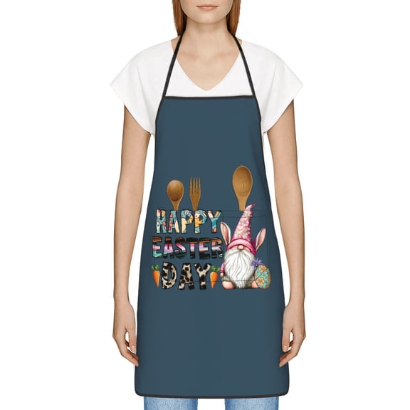 Funny Easter Apron for Women Men - Cute Bunny & Eggs Kitchen Apron with Pockets - Waterproof Cooking Bib for BBQ Baking Gardening Cafe, Easter Decor 2026, Easter Bunny Accessories, Hostess Gift Ideas