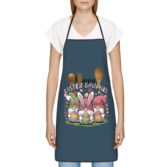 Funny Easter Apron for Women Men - Cute Bunny & Eggs Kitchen Apron with Pockets - Waterproof Cooking Bib for BBQ Baking Gardening Cafe, Easter Decor 2026, Easter Bunny Accessories, Hostess Gift Ideas