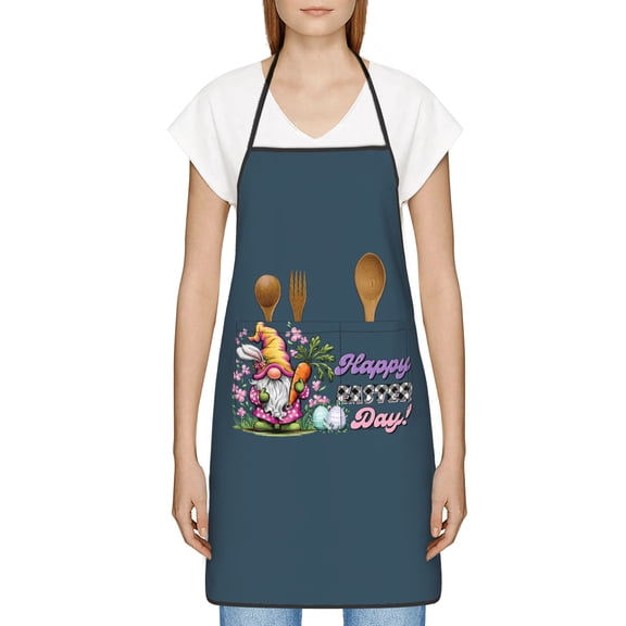 Funny Easter Apron for Women Men - Cute Bunny & Eggs Kitchen Apron with Pockets - Waterproof Cooking Bib for BBQ Baking Gardening Cafe, Easter Decor 2026, Easter Bunny Accessories, Hostess Gift Ideas