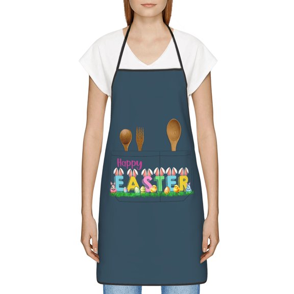 Funny Easter Apron for Women Men - Cute Bunny & Eggs Kitchen Apron with Pockets - Waterproof Cooking Bib for BBQ Baking Gardening Cafe, Easter Decor 2026, Easter Bunny Accessories, Hostess Gift Ideas