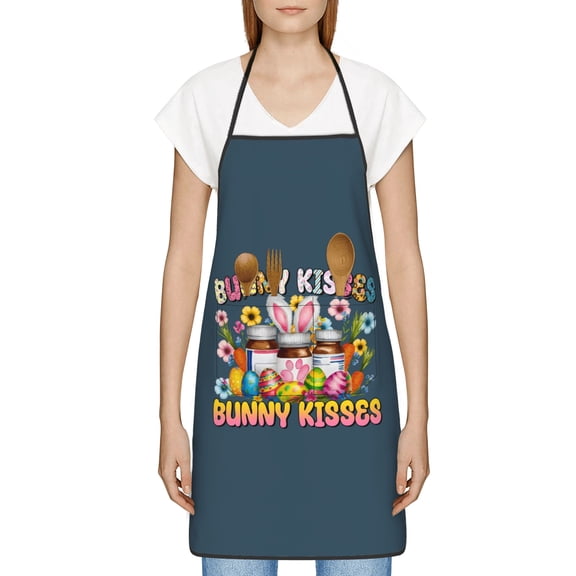 Funny Easter Apron for Women Men - Cute Bunny & Eggs Kitchen Apron with Pockets - Waterproof Cooking Bib for BBQ Baking Gardening Cafe, Easter Decor 2026, Easter Bunny Accessories, Hostess Gift Ideas