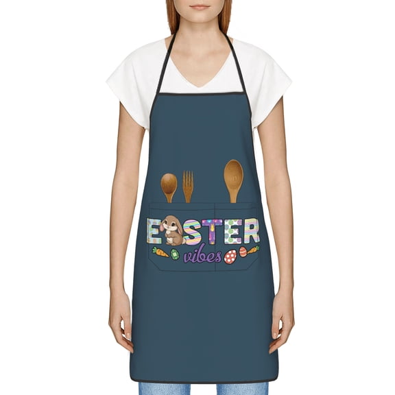 Funny Easter Apron for Women Men - Cute Bunny & Eggs Kitchen Apron with Pockets - Waterproof Cooking Bib for BBQ Baking Gardening Cafe, Easter Decor 2026, Easter Bunny Accessories, Hostess Gift Ideas