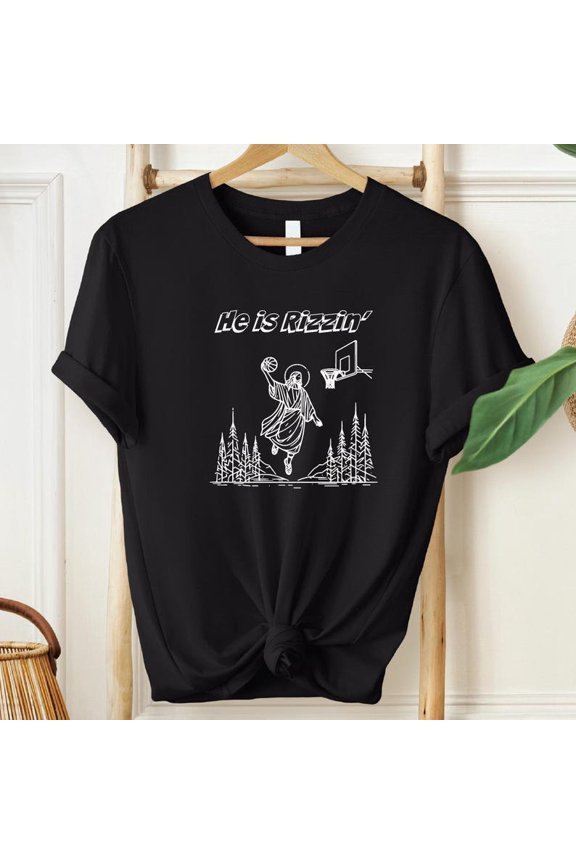 Funny Easter Basket Shirt, He is Risen, Jesus Playing Basketball, Retro Y2K Christian Graphic Tee, Weirdcore Clothing, SFS0314 All Size S-5Xl