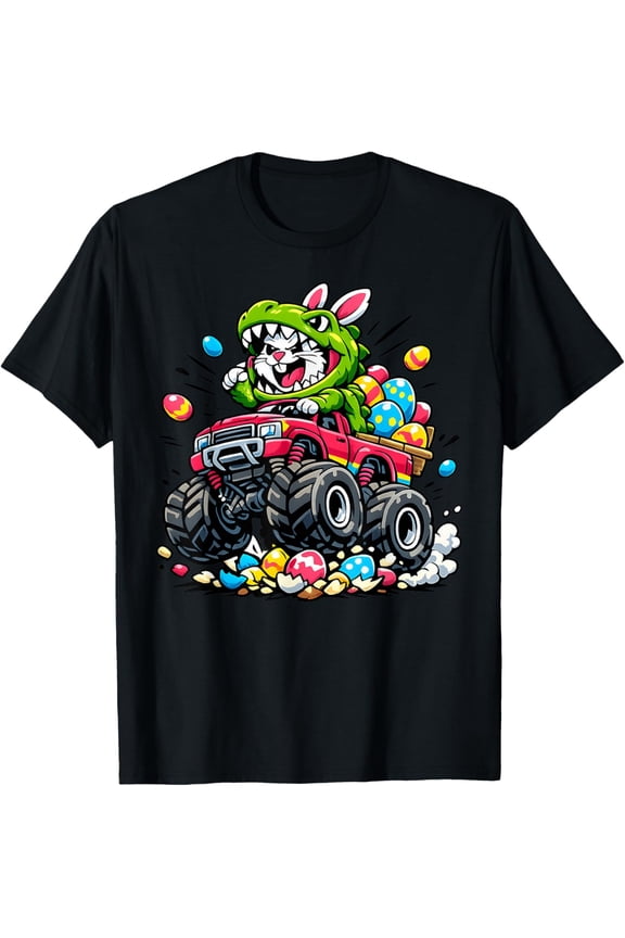 Funny Easter Bunny Dinosaur Monster Truck T-Shirt